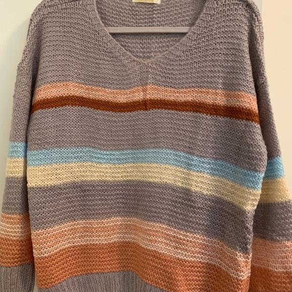 Striped, v-neck sweater, size S - Picture 1 of 2